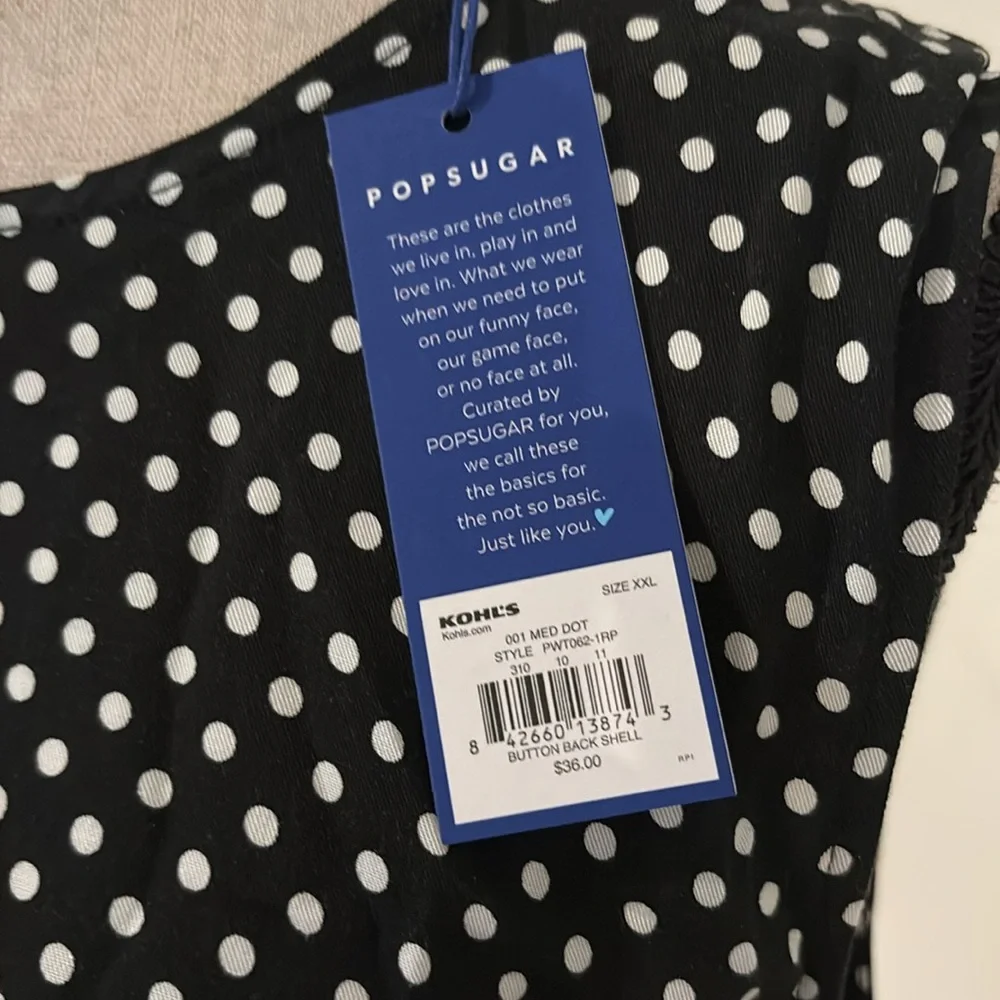 NWT 2X popsugar $40 shirt polka dot SL110 - Picture 3 of 7